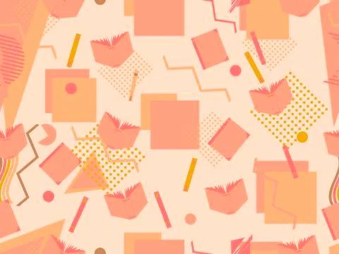 Memphis seamless pattern with books. Geometric elements memphis Stock Illustration