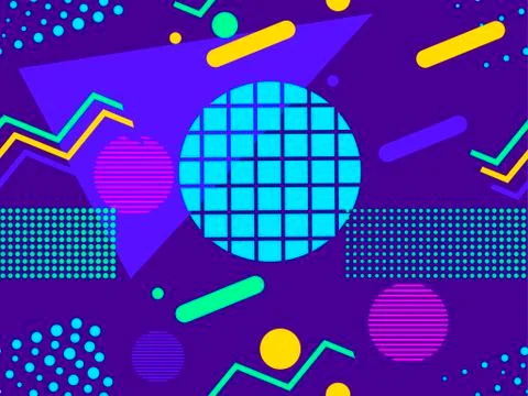 Memphis seamless pattern. Chaotic geometric shapes in the style of 80s. For p Stock-Illustration