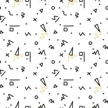 Memphis seamless pattern in doodle style. Illustrazione stock
