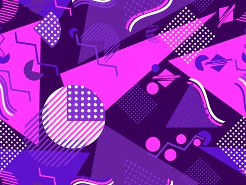 Memphis seamless pattern. Geometric elements memphis in the style of 80's. .. Stock Illustration