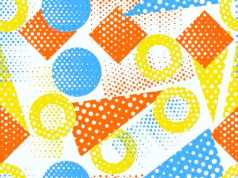 Memphis seamless pattern. Geometric elements memphis in the style of 80's. .. Stock Illustration