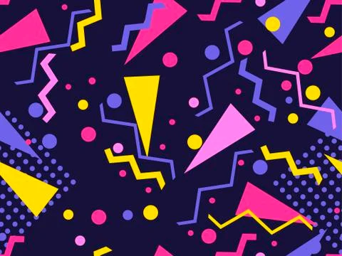 Memphis seamless pattern. Geometric elements memphis in the style of 80's. .. 库存插图