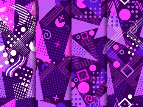 Memphis seamless pattern. Geometric elements memphis in the style of 80's. .. 库存插图
