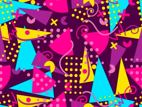 Memphis seamless pattern. Geometric elements memphis in the style of 80's. .. 스톡 일러스트