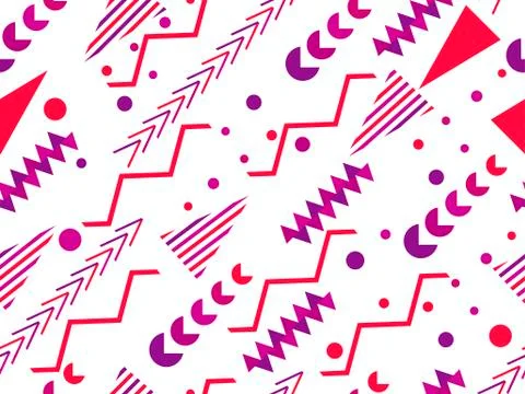 Memphis seamless pattern. Geometric elements memphis in the style of 80's. Ve イラスト素材