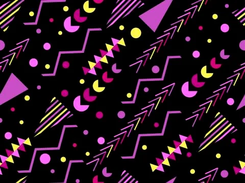Memphis seamless pattern. Geometric elements memphis in the style of 80's. Ve Stock Illustration