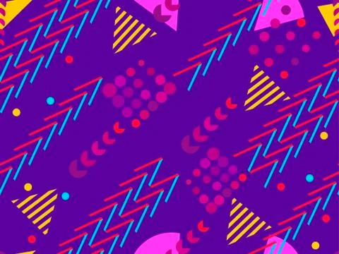 Memphis seamless pattern. Geometric elements memphis in the style of 80's. Ve Stockillustratie
