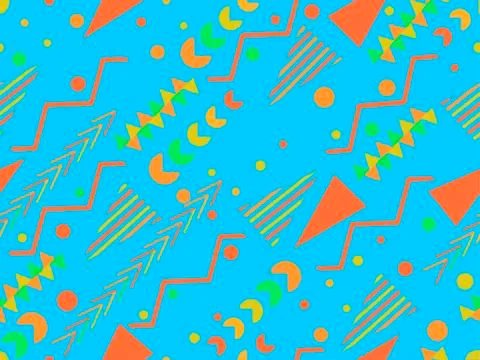 Memphis seamless pattern. Geometric elements memphis in the style of 80's. Ve Stock Illustration