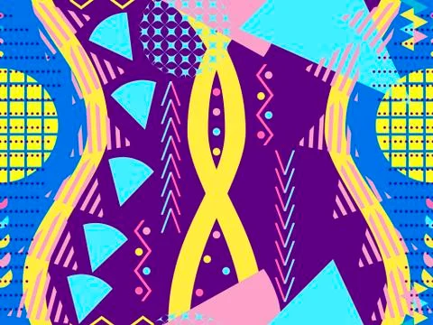 Memphis seamless pattern. Geometric elements memphis in the style of 80's. Ve 스톡 일러스트