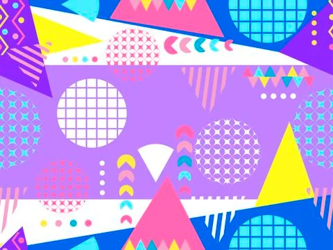 Memphis seamless pattern. Geometric elements memphis in the style of 80's. Ve Stock Illustration