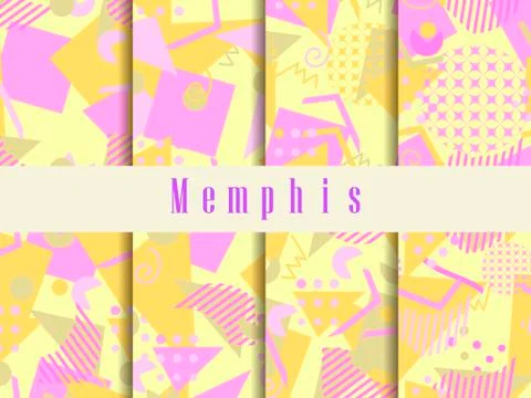 Memphis seamless pattern. Geometric elements memphis in the style of 80's. Ve Stockillustratie
