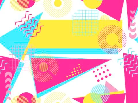 Memphis seamless pattern. Geometric elements memphis in the style of 80's. Ba Illustrazione stock