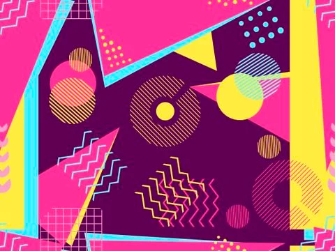 Memphis seamless pattern. Geometric elements memphis in the style of 80's. Ba Stock Illustration