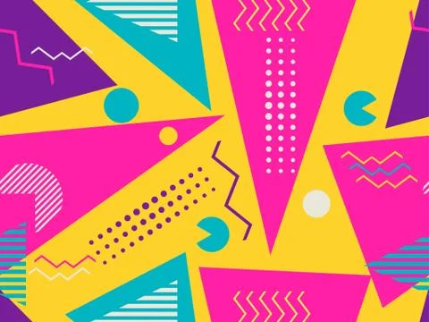 Memphis seamless pattern. Geometric elements memphis in the style of 80's. Ve Stock Illustration