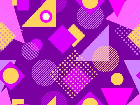 Memphis seamless pattern. Geometric elements memphis in the style of 80's. Ba Stock Illustration