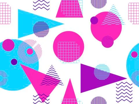 Memphis seamless pattern. Geometric elements memphis in the style of 80's. Ve Stock-Illustration