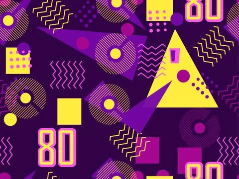 Memphis seamless pattern. Geometric elements memphis in the style of 80s. Vec 스톡 일러스트