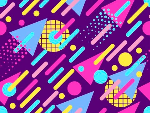 Memphis seamless pattern. Geometric elements memphis in the style of 80s. Poi 库存插图