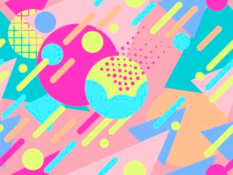 Memphis seamless pattern. Geometric elements memphis in the style of 80s. Poi Illustrazione stock