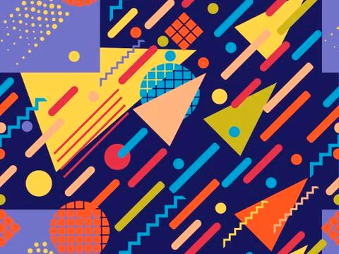 Memphis seamless pattern. Geometric elements memphis in the style of 80s. Poi Stock-Illustration