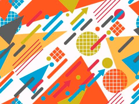 Memphis seamless pattern. Geometric elements memphis in the style of 80s. Poi Stock Illustration