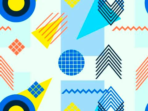 Memphis seamless pattern. Geometric elements memphis in the style of 80s. Bau Illustrazione stock