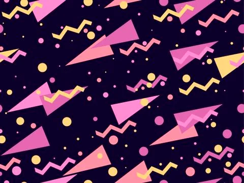 Memphis seamless pattern. Geometric elements memphis in the style of 80's. Ve Illustrazione stock