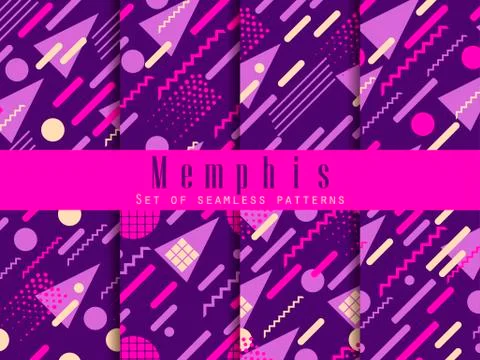 Memphis seamless pattern. Geometric elements memphis in the style of 80's. Ve Stockillustratie