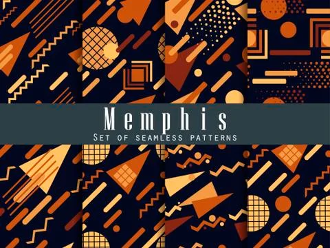 Memphis seamless pattern. Geometric elements memphis in the style of 80's. Sy 库存插图