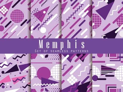Memphis seamless pattern. Geometric elements memphis in the style of 80's. Sy Stock Illustration
