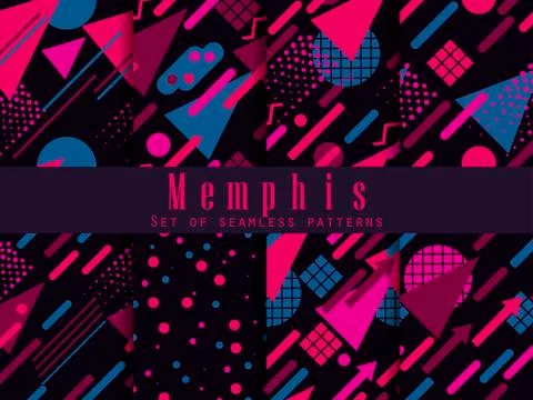 Memphis seamless pattern. Geometric elements memphis in the style of 80's. Sy 库存插图