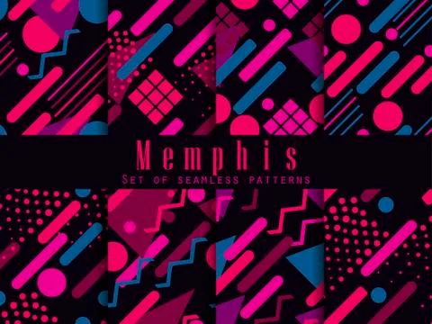 Memphis seamless pattern. Geometric elements memphis in the style of 80's. Sy 库存插图