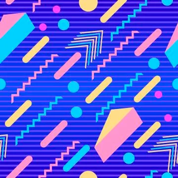 Memphis seamless pattern. Geometric elements memphis in the style of 80s. Poi Illustrazione stock