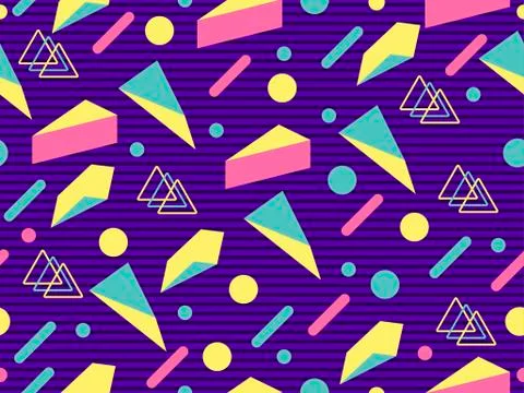 Memphis seamless pattern. Geometric elements memphis in the style of 80's. Sy 库存插图