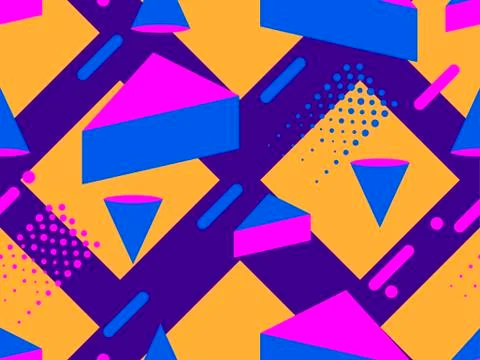 Memphis seamless pattern. Geometric elements memphis in the style of 80's. Sy 库存插图