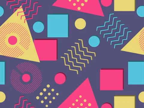 Memphis seamless pattern. Geometric elements memphis in the style of 80's. Sy 库存插图