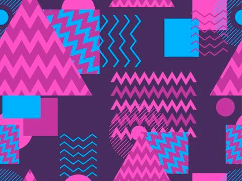 Memphis seamless pattern. Geometric elements memphis in the style of 80's. Sy 库存插图