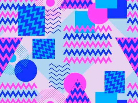 Memphis seamless pattern. Geometric elements memphis in the style of 80s. Syn 库存插图