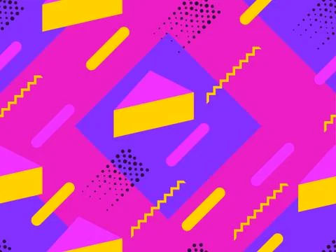 Memphis seamless pattern. Geometric elements memphis in the style of 80's. Sy 库存插图
