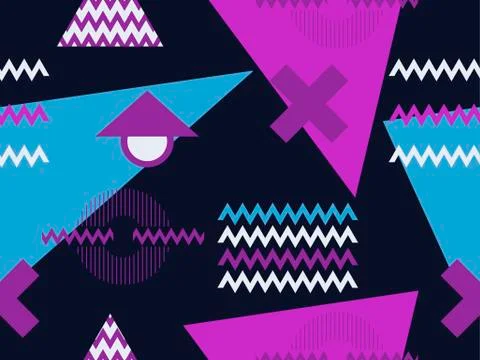 Memphis seamless pattern. Geometric elements memphis in the style of 80s. Ret Stock Illustration