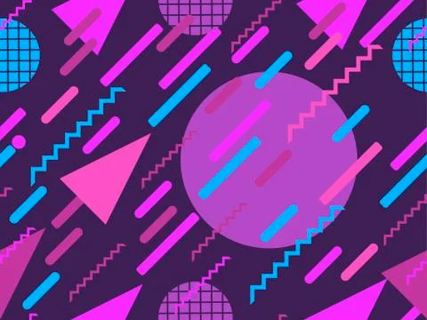 Memphis seamless pattern. Geometric elements memphis in the style of 80's. Ve Stock Illustration