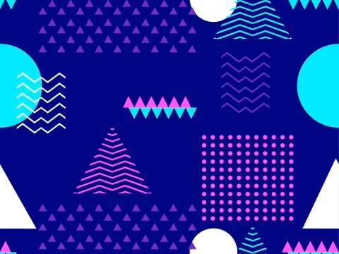 Memphis seamless pattern. Geometric elements memphis in the style of 80's. Ba Stock-Illustration