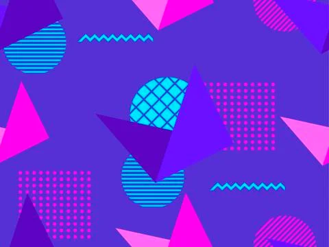 Memphis seamless pattern. Geometric elements memphis in the style of 80s. Iso Stock Illustration