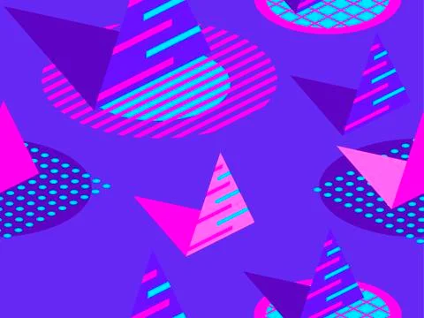 Memphis seamless pattern. Geometric elements memphis in style of 80s. Isometr Stock Illustration