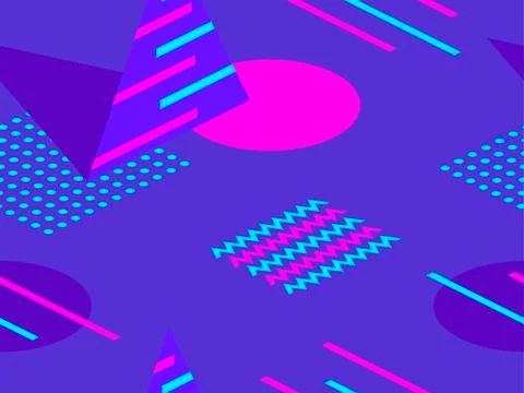 Memphis seamless pattern. Geometric elements memphis in the style of 80s. Iso Stock Illustration