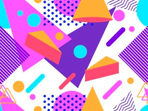 Memphis seamless pattern. Geometric elements memphis in the style of 80s. Poi Stock Illustration