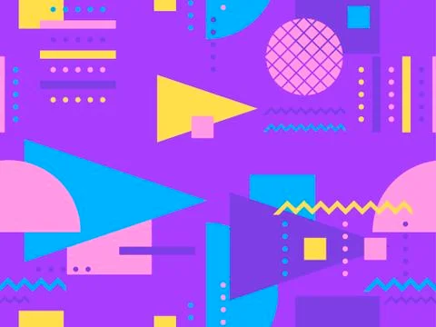 Memphis seamless pattern. Geometric elements memphis in the style of 80s. Vec 스톡 일러스트