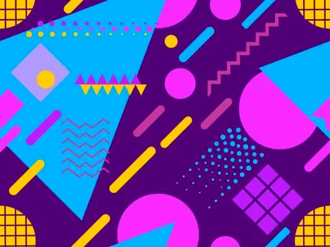 Memphis seamless pattern. Geometric elements memphis in the style of 80s. Vec Stock-Illustration