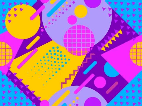 Memphis seamless pattern. Geometric elements memphis in the style of 80s. Vec Stock Illustration