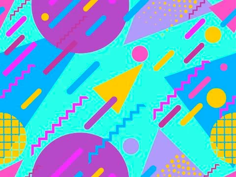Memphis seamless pattern. Geometric elements memphis in the style of 80s. Vec Stock Illustration
